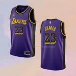 Maglia Los Angeles Lakers LeBron James NO 23 Statement 2022-23 Viola