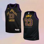 Maglia Bambino Los Angeles Lakers LeBron James NO 23 Citta 2023-24 Nero