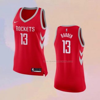 Maglia Donna Houston Rockets James Harden NO 13 Icon 2017-18 Rosso
