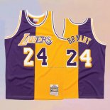 Maglia Los Angeles Lakers Kobe Bryant NO 24 Mitchell & Ness 1996-97 Split Giallo Viola
