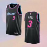 Maglia Miami Heat Dwyane Wade NO 3 Citta 2018-19 Nero