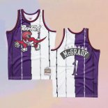 Maglia Toronto Raptors Tracy McGrady NO 1 Mitchell & Ness 1998-99 Split Viola Bianco
