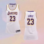 Maglia Donna Los Angeles Lakers LeBron James NO 23 Bianco