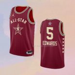 Maglia All Star 2024 Minnesota Timberwolves Anthony Edwards NO 5 Rosso