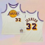 Maglia Los Angeles Lakers Magic Johnson NO 32 Mitchell & Ness Chainstitch Crema