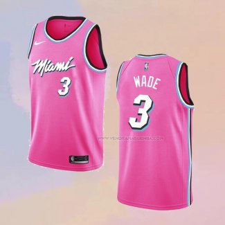 Maglia Miami Heat Dwyane Wade NO 3 Earned 2018-19 Rosa