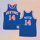 Maglia New York Knicks Anthony Mason NO 14 Hardwood Classics Throwback Blu