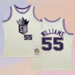 Maglia Sacramento Kings Jason Williams NO 55 Mitchell & Ness Chainstitch Crema