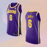 Maglia Los Angeles Lakers LeBron James NO 6 Statement Autentico Viola