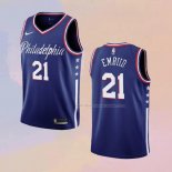 Maglia Philadelphia 76ers Joel Embiid NO 21 Citta 2019-20 Blu