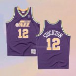 Maglia Utah Jazz John Stockton NO 12 Mitchell & Ness 1991-92 Viola