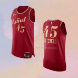 Maglia Cleveland Cavaliers Donovan Mitchell NO 45 Citta Autentico 2023-24 Rosso