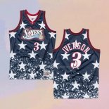 Maglia Philadelphia 76ers Allen Iverson NO 3 Independence Day Mitchell & Ness Nero