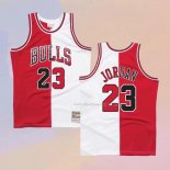 Maglia Chicago Bulls Michael Jordan NO 23 Split Bianco Rosso