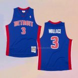 Maglia Detroit Pistons Ben Wallace NO 3 Hardwood Classics Throwback Blu