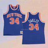 Maglia New York Knicks Charles Oakley NO 34 Hardwood Classics Throwback Blu