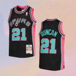 Maglia San Antonio Spurs Tim Duncan NO 21 Mitchell & Ness 1998-99 Rosa Nero