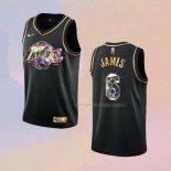 Maglia Golden Edition Los Angeles Lakers LeBron James NO 6 2021-22 Nero