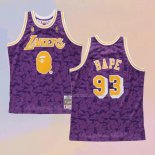 Maglia Los Angeles Lakers Bape NO 93 Mitchell & Ness Viola