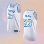 Maglia Los Angeles Lakers LeBron James NO 23 Citta Autentico 2020-21 Bianco