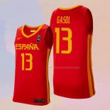 Maglia Spagna Marc Gasol NO 13 2019 FIBA Baketball World Cup Rosso