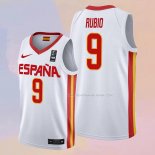 Maglia Spagna Ricky Rubio NO 9 2019 FIBA Baketball World Cup Bianco