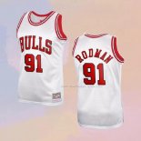 Maglia Chicago Bulls Dennis Rodman NO 91 Mitchell & Ness 1997-98 Bianco