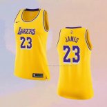Maglia Donna Los Angeles Lakers LeBron James NO 23 Giallo