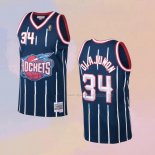 Maglia Houston Rockets Hakeem Olajuwon NO 34 Mitchell & Ness 1996-97 Blu2