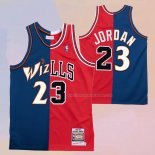 Maglia Chicago Bulls Washington Wizards Michael Jordan NO 23 Split Blu Rosso