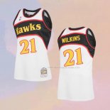 Maglia Atlanta Hawks Dominique Wilkins NO 21 Mitchell & Ness 1986-87 Bianco