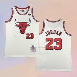 Maglia Chicago Bulls Michael Jordan NO 23 Mitchell & Ness Chainstitch Crema