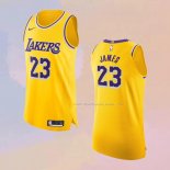 Maglia Los Angeles Lakers LeBron James NO 23 Icon Autentico Giallo
